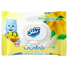 دستمال مرطوب لیمویی تنو 60 عددی